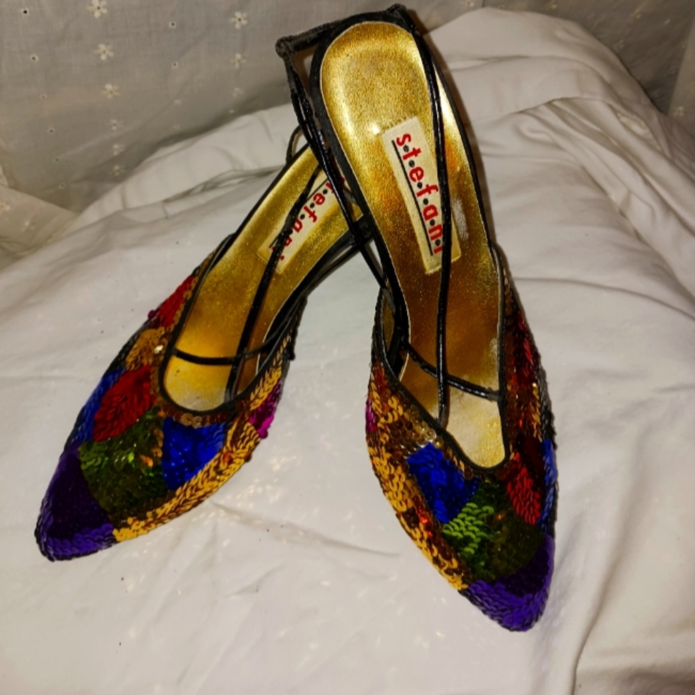 Vintage 80s Sequin Heels sz 10
